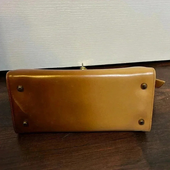 Andrew Geller Vintage Designer Camel Ombré Loop Clasp Pullman Style Handbag - Picture 11 of 14